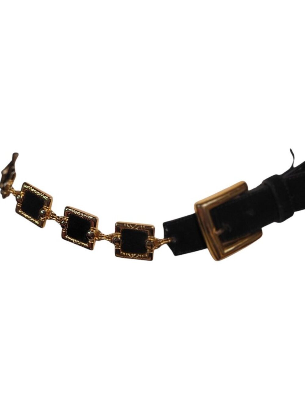 Vintage New York Studio Belt Gold Tone And Black Leather Size Medium